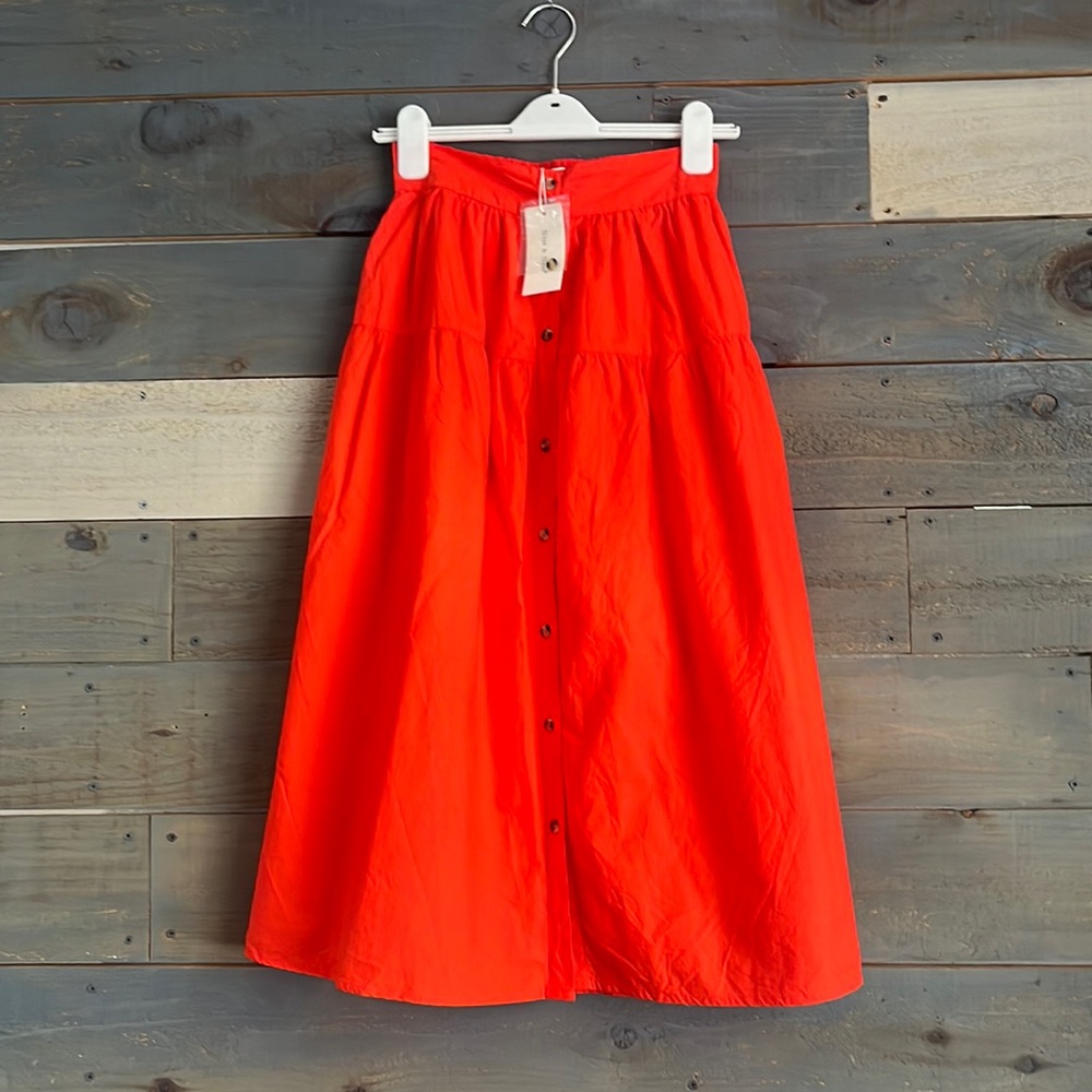 REVOLVE Bright Red A-Line Button-Front Midi Skirt